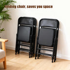 Folding Chair with Thick Cushioned Seat,1 Pack, Black, Portable Metal Frame Foldable Chair for Indoor & Outdoor Use, Durable and Comfortable Upholstered Chair for Home, Office, and Events