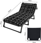 Chaise Lounge Chair | Outdoor Tanning Chair with Pillow[4 Positions] | Heavy Duty Portable Lounge Chairs | Patio Chaise Lounger Camping Cot for Outdoor Sunbathing Patio Pool Lawn Deck Poolside Black