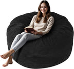Bean Bag Chairs for Adults, Giant Bean Bag Chairs with Memory Foam Big Sofa for Reading, Gaming Cozy Chair, 4FT Bean Bag with Plush Microfiber Removable Cover, Black