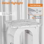 Furnaza End Table Set of 2,Marble Top Beside Table with LED Stip,Nightstand Set for Living Room, Dining Room, Office
