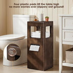 Multi Use Side End Table with Charging Station for Living Room, Solid Wood Small Table with a Hidden Tissue Box for Small Space, Modern Minimalist Nightstand for Bedroom (Walnut)