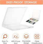 4 Pack Scrapbook Paper Storage, 12x12 Plastic Paper Organizer Box, Stackable Portable Document Holder, Craft Organizer Storage, Photo Storage Box Sticker Art Supplies Organizers (White, 4Pcs)