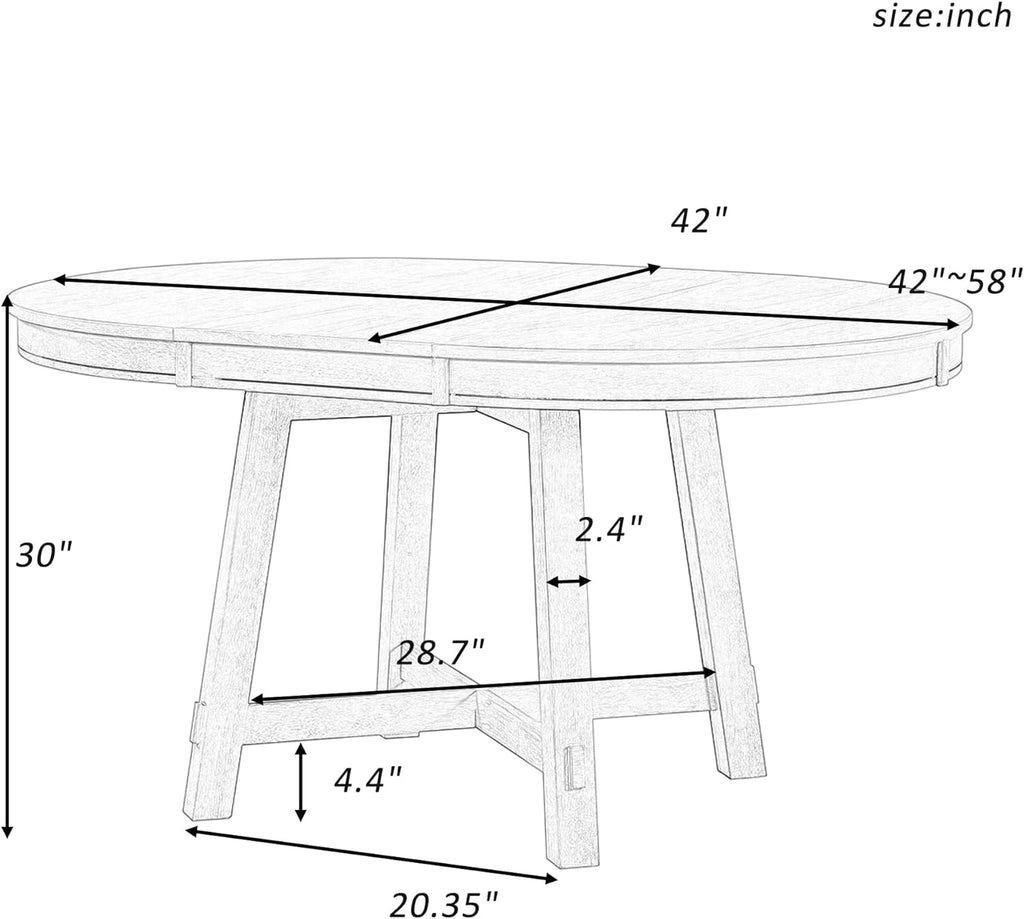 GDFStudio 42"-58" Farmhouse Extendable Dining Table for 4-6, Solid Wood Round Dining Table with 16" Leaf & X-Shaped Base, Rustic Kitchen & Dining Room Table, Space Saving, Espresso