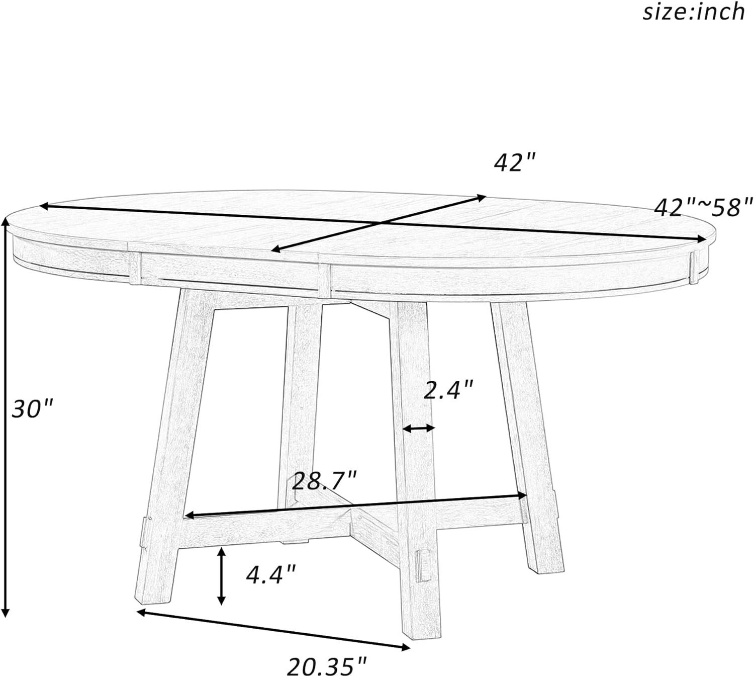 GDFStudio 42"-58" Farmhouse Extendable Dining Table for 4-6, Solid Wood Round Dining Table with 16" Leaf & X-Shaped Base, Rustic Kitchen & Dining Room Table, Space Saving, Espresso