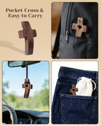 10-Pack Wooden Cross Fidget, Handmade Pocket Wood Crosses, Cross My Heart | Encouragement Gift, Relieve Anxiety for Yourself, Inspirational Easter Gift for Christian Faith, Prayer, Father Day Gifts