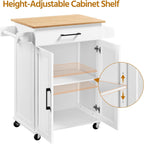 Yaheetech Kitchen Cart with Drawer, Kitchen Island on Wheels with Storage Rack & Cabinets, Microwave Cart for Kitchen with Storage, Rolling Coffee Cart Station, White