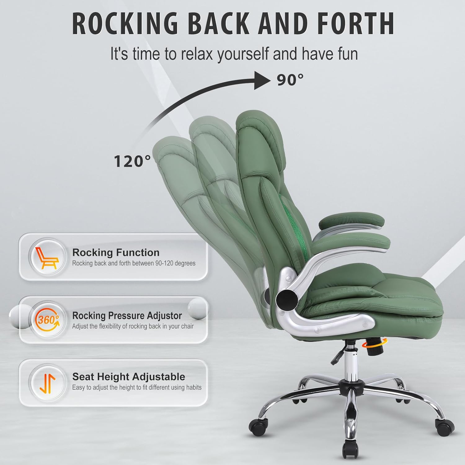 400lbs Green Office Chair Big Tall Comfortable Desk Chair with Back Support Arms, Wide Seat Cute Criss Cross Home Office Desk Chairs for Women