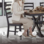 Signature Design by Ashley Wildenauer Dining Chairs Set of 2, Modern Ladderback Dining Chairs with Solid Wood Frame, Two-Tone Finish, Contoured Seat, Black/Brown