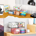 4.4" Tall Small Clear Acrylic Stackable Storage Drawers for Vanity,Under Sink,Bathroom Closet,Medicine Cabinet Organization and Plastic Storage Bins for Organizing Makeup,Baby Bottles,Pacifier,4 PCS