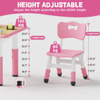 Brelley Kids Table and 2 Chairs Set, Height Adjustable Toddler Desk and Chair Set, Graffiti Desktop, Classroom/Daycare/Home, Children Multi-Activity Table for Ages 3-8