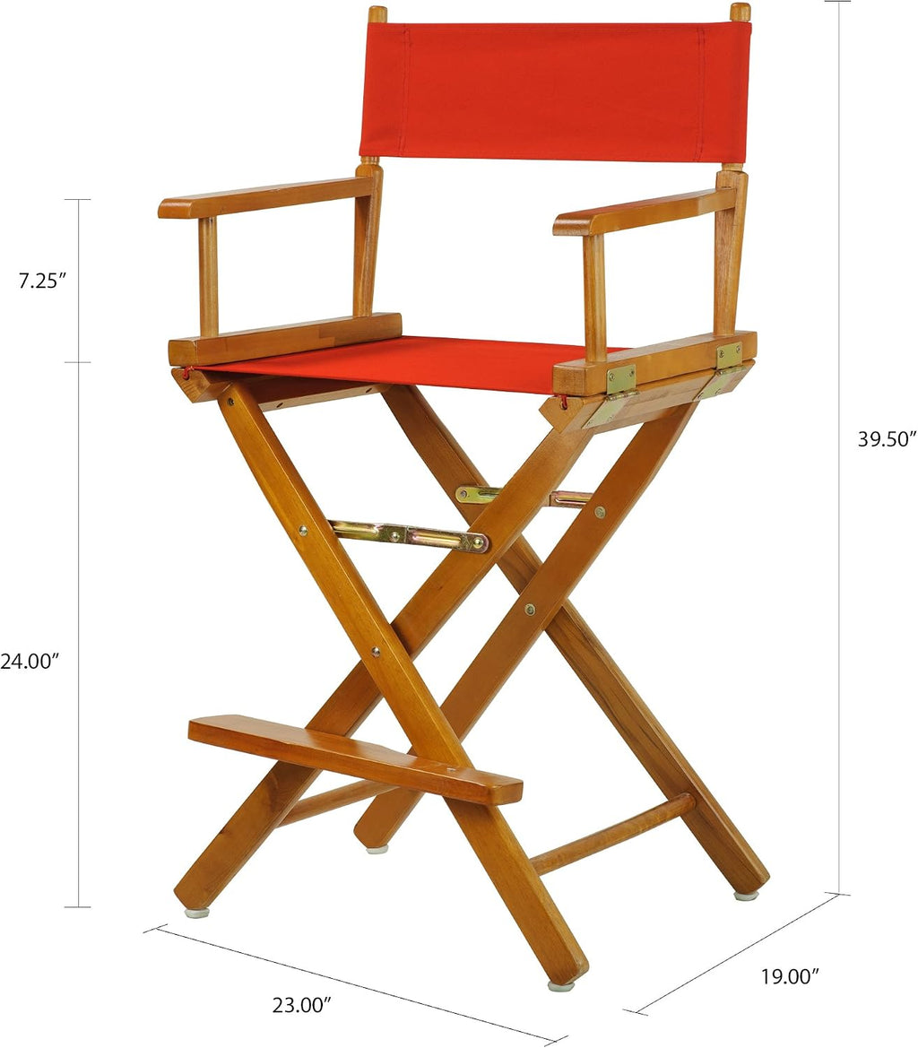 Casual Home 24" Director's Chair Honey Oak Frame-with Red Canvas, Counter Height