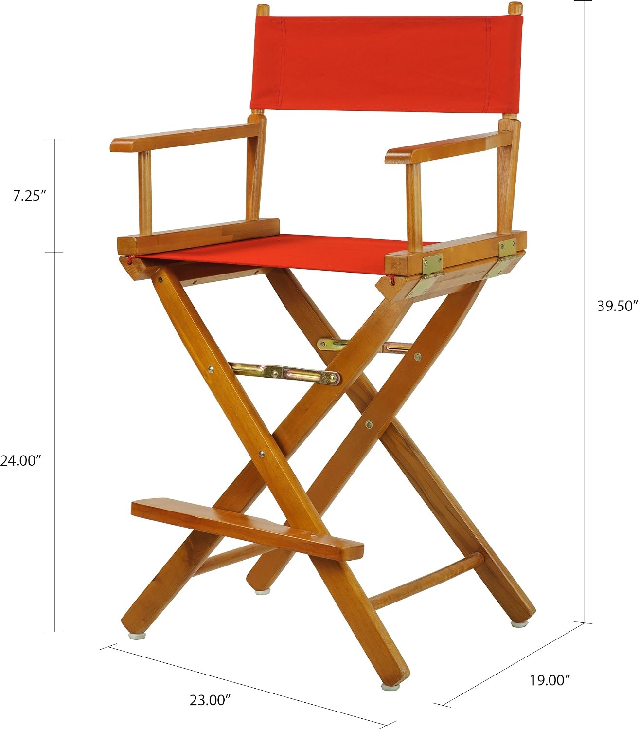 Casual Home 24" Director's Chair Honey Oak Frame-with Red Canvas, Counter Height