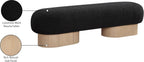 Meridian Furniture 22001Black Robertson Collection Art Deco Bench with Luxurious Black Boucle Fabric and Rich Natural Oak Finish, 60.5" W x 18" D x 16" H, Black