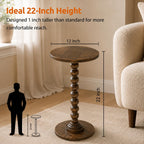 Solid Wood Round Side Table for Living Room, Bedroom and Office — Handcrafted End Table, Bedside Nightstand, Accent Table for Small Spaces with Tool-Free Assembly (Rustic Walnut)