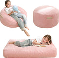 MAXYOYO Bean Bag Chair Bed for Kids, Convertible Bean Bag Folds from Lazy Chair to Floor Bed, Stuffed Floor Sofa Couch Sofa Bed for Boys and Girls, High-Density Foam Filling, Pink