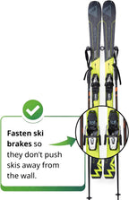 Arkorus Ski Wall Mount Hanger – Edge-Safe Skis Storage, Modern Floating Vertical Rack, Clip Hook Gravity Grip Holder to Securely Store, Hang & Display for Skiing, Gear Organizer
