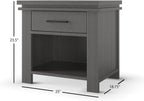 Child Craft Denman Nightstand, 25" W Craftsman Style Nursery Nightstand with Drawer and Open Shelf, Metal Handle, Midnight Gray