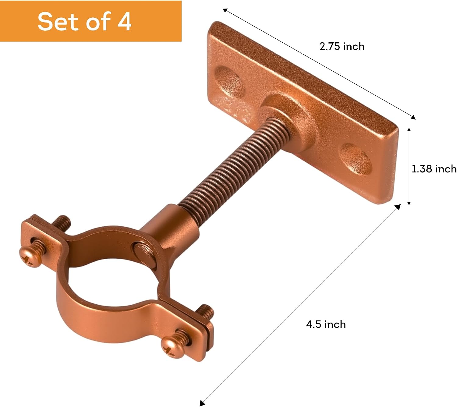 Lily's Home Bar Wall Mount Single Wine Bottle Display Holder, Set of 4, Industrial Design with Mounting Hardware, Works with Wine or Liquor Bottles, Copper Finish (4-1/2” x 1-3/8” x 2-3/4”)