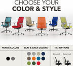 HON Ignition 2.0 Mid‑Back Ergonomic Office Chair, Mesh Task Seating with Lumbar Support, Advanced Synchro‑Tilt, Height and Width Adjustable Arms, Black Frame, Black