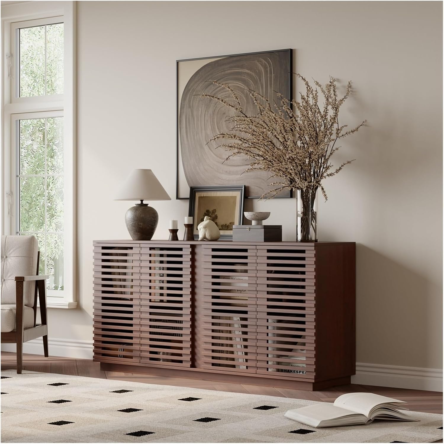 Living Room Furniture Entertainment Storage Dining Room Cabinet, Buffet Sideboard with Solid Wood Doors,for Kitchen