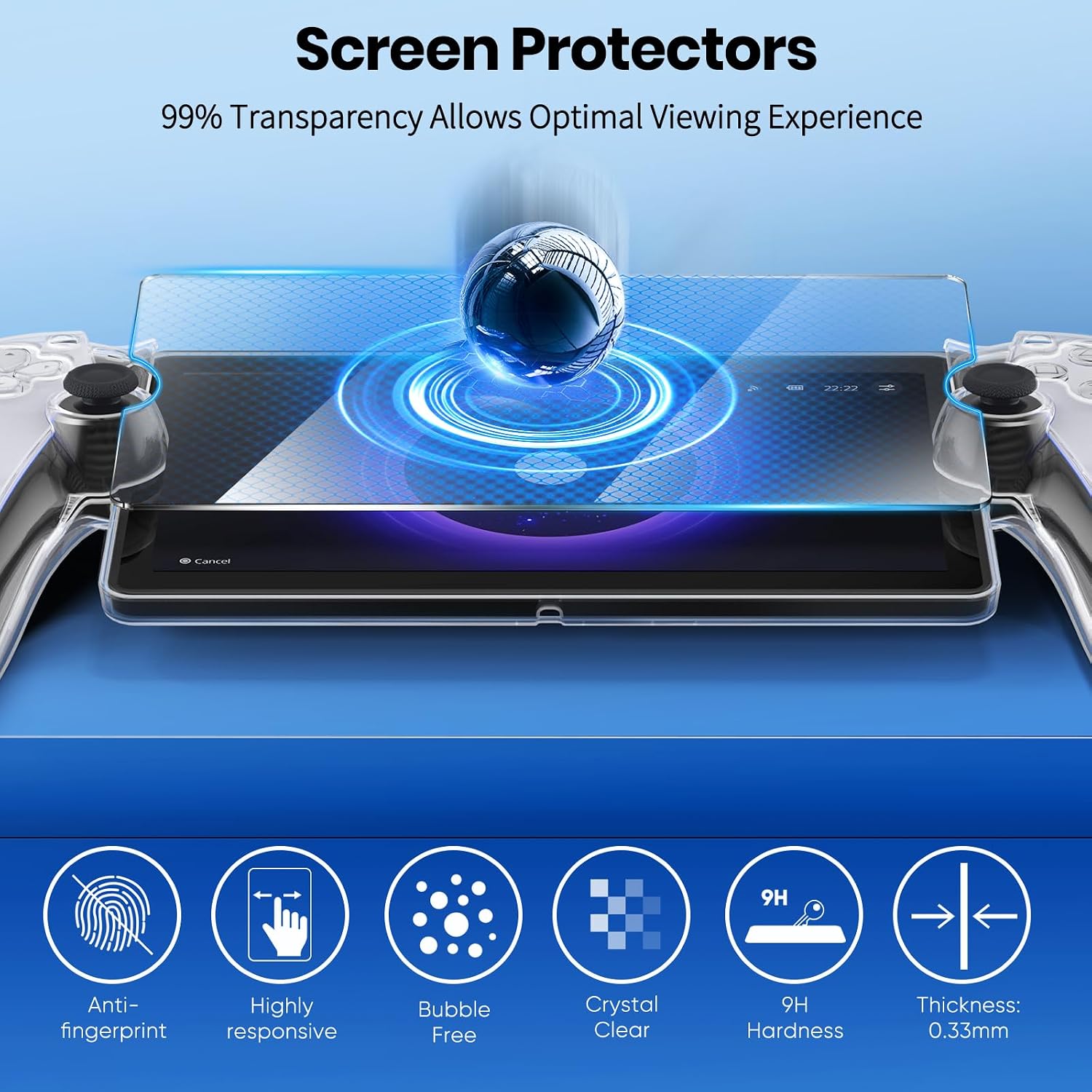 FYOUNG 3 in 1 Accessories Bundle for Playstation Portal, Carrying Case & Hard PC Clear Cover with Tempered Screen Protector, Protective Case & Shell Travel Handbag for PS5 Portal (Light Blue)