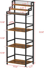 6-Tier Liquor Cabinet for Home Bar, Freestanding Stepped Wine Rack with Open Shelves for Whiskey & Coffee Syrup Storage, Corner Display Stand for Alcohol Bottle, Bar Cart Style for Living Room Kitchen