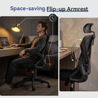 Mesh Office Chair with Adjustable Lumbar Support, Ergonomic High Back Desk Chair with Headrest, Swivel Rolling Computer Chair for Home Office (Black)