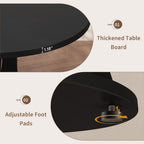 iPormis 47.2" Round Dining Table Set for 4, 5-Piece Kitchen Table & Chairs Set for 4, Dining Room Circle Table with 4 Upholstered Chairs for Small Space, Black Table + 4 Black Chairs