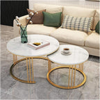Coffee Table Living-Room Tables Nesting Coffees End Tables Modern Decor Side Table Round Stand Tea Table for Living Room Home and Office(80cm+65cm)