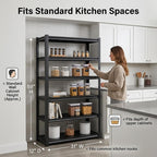 Kitchen Shelf Organizer & Pantry Shelving, 5-Tier Adjustable Metal Bakers Rack, Heavy Duty Storage Unit for Home Organization, Microwave Stand, Utility Rack for Closet (5-31"W X 12"D X 59"H)
