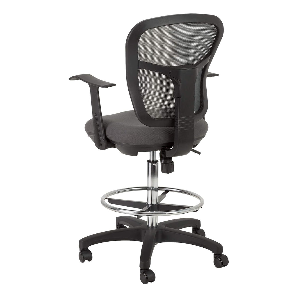 Norwood Commercial Furniture Adjustable-Height Office Mesh Drafting Chair with Chrome Footrest Ring & Optional Arms