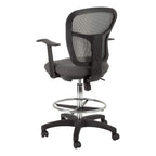 Norwood Commercial Furniture Adjustable-Height Office Mesh Drafting Chair with Chrome Footrest Ring & Optional Arms
