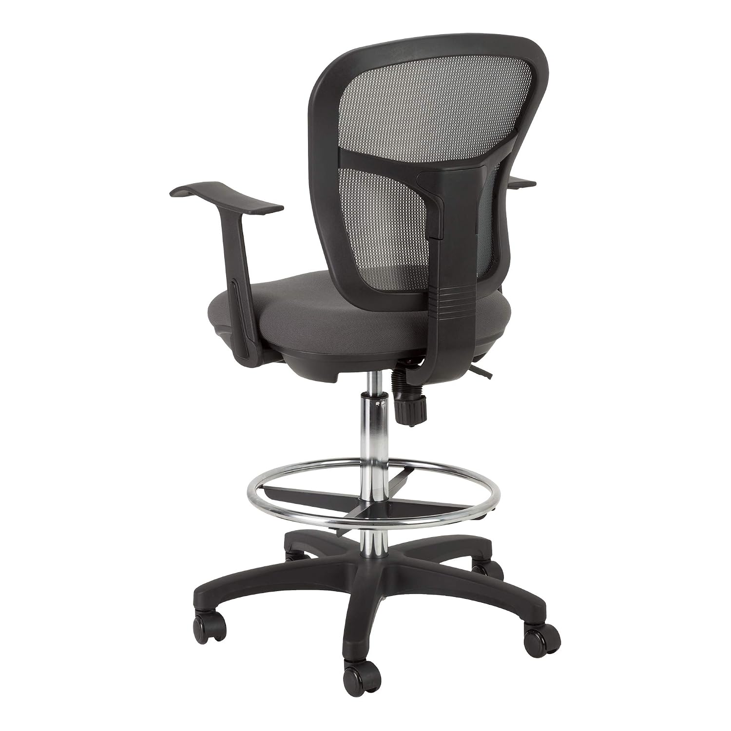Norwood Commercial Furniture Adjustable-Height Office Mesh Drafting Chair with Chrome Footrest Ring & Optional Arms