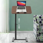 Side Table, Freestanding C Shaped End Table with Rolling Wheels, Adjustable Height Mobile Computer Laptop Table Rolling Tray Cart for Living Room & Bedroom & Office
