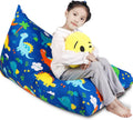 LOLOMLO Stuffed Animal Storage Bean Bag Chair Cover, Cotton Blue Dinosaur Plush Toy Storage Stuff and Sit Seat for Kids/Teens/Adults, 52" x 31" Extra Large Triangle Floor Sofa, 200L/52Gal, Cover Only