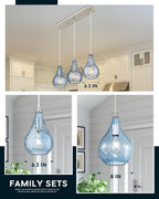 TENGXIN 2 Pack Kitchen Pendant Lighting Over Island 6 Inch,Hanging Pendants Light,Brushed Gold Finished Striped Glass Pendant Light,Farmhouse Pendant Light for Dining Room,Bedroom