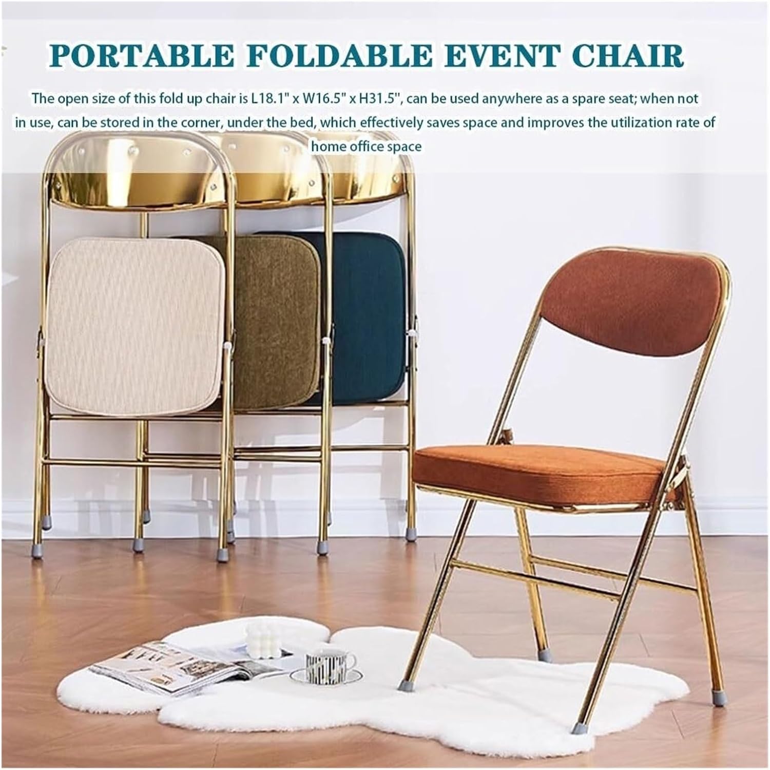 Folding Chairs Dining Chair Set with Padded Cushion and Back Indoor Outdoo Seat for Home Office Events Wedding Party