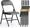 Upgrade 18% Thicker 6 Pack Folding Chair with Cushion Heavy Duty Folding Chair for Outside and Indoor Leather Padded Folding Chairs Durable Steel Frame for Home and Office Party