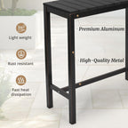 Cozyman Outdoor Bar Table, 45" Patio Bar Height Counter Console Table, Black Waterproof HDPS Slatted Top and Bronze Leg, Weather Resistant, Hot Tub, Balcony, Yard, Indoor or Outdoor Use