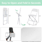 OLLODOT 50 Pack White Folding Chairs with 350-LBS Capacity, Lightweight Portable Indoor Outdoor Chairs, Stackable Commercial Seat with Steel Frame for Office, Party, Events, Wedding, Kitchen &Dinning
