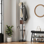 YATINEY Coat Rack Freestanding with Umbrella Holder, Coat Rack Stand with 8 Hooks, Heavy Duty Coat Tree for Entryway, Modern Clothing Rack, Metal Coat Hanger Stand for Bedroom, Office, Black YM03BB