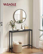 VASAGLE BARNET Collection - Console Table, Thin Narrow Entryway Doorway Table, One Piece Top, for Hallway Bedroom, Steel Frame, Modern, 1 Tier, Charcoal Gray and Ink Black ULNT035BA01S