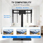 XINYAO Motorized Table Top TV Stand for 32-70 inch Universal TVs, Electric Height Adjustable Desk Monitor Lift Mount with Tempered Glass Base, Holds up to 90lbs, Max VESA 600x400mm