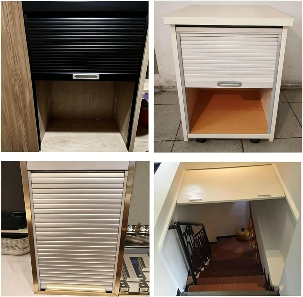 Folding Tambour Door, Space Saving Silding Roll Up Cabinet Door Waterproof Easy to Install for Kitchen Garage Office Workshop(90x70 cm)