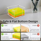 Acrylic Sticky Note Holder, 3x3 Inch Clear Dual Openings Square Notepad Organizer with Anti-Slip Base, Sticky Note Dispenser Memo Holder Case for Desk Office School Supplies(No Pads)