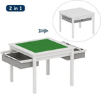 UTEX 2 in 1 Kids Construction Play Table with Storage Drawers and Built in Plate (White)
