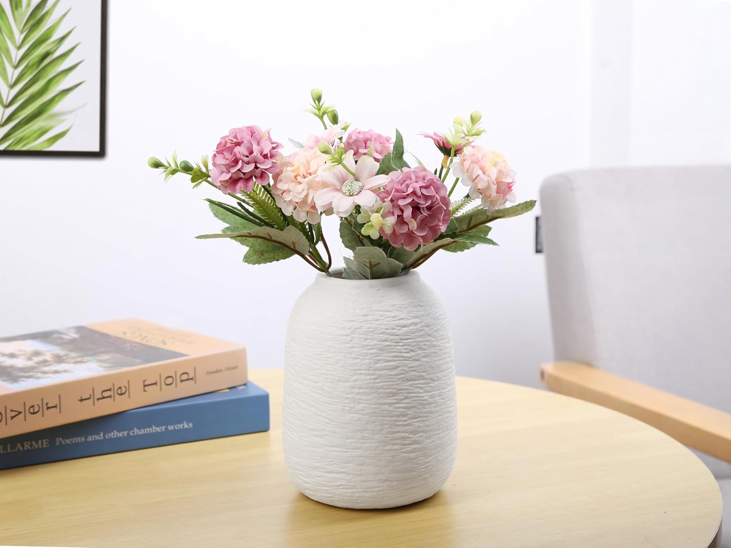 Ceramic Vases, White Vases, Minimalist Vases, Home Decor Vases, Fits Everywhere, Also Gifts for Christmas, Independence Day and Other Holidays, 5.9 Inch. (White)