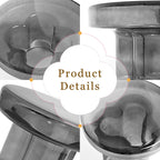 Storm Glass Side Table for Living Room, Round End Table with Tempered Glass Top (Grey, 14.96)