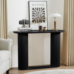 Fluted Console Table, Farmhouse Entryway Table with Storage and Fluted Wood Legs, Narrow Sofa Table Small Long Entry Table for Entrance, Hallway, Living Room (Black)