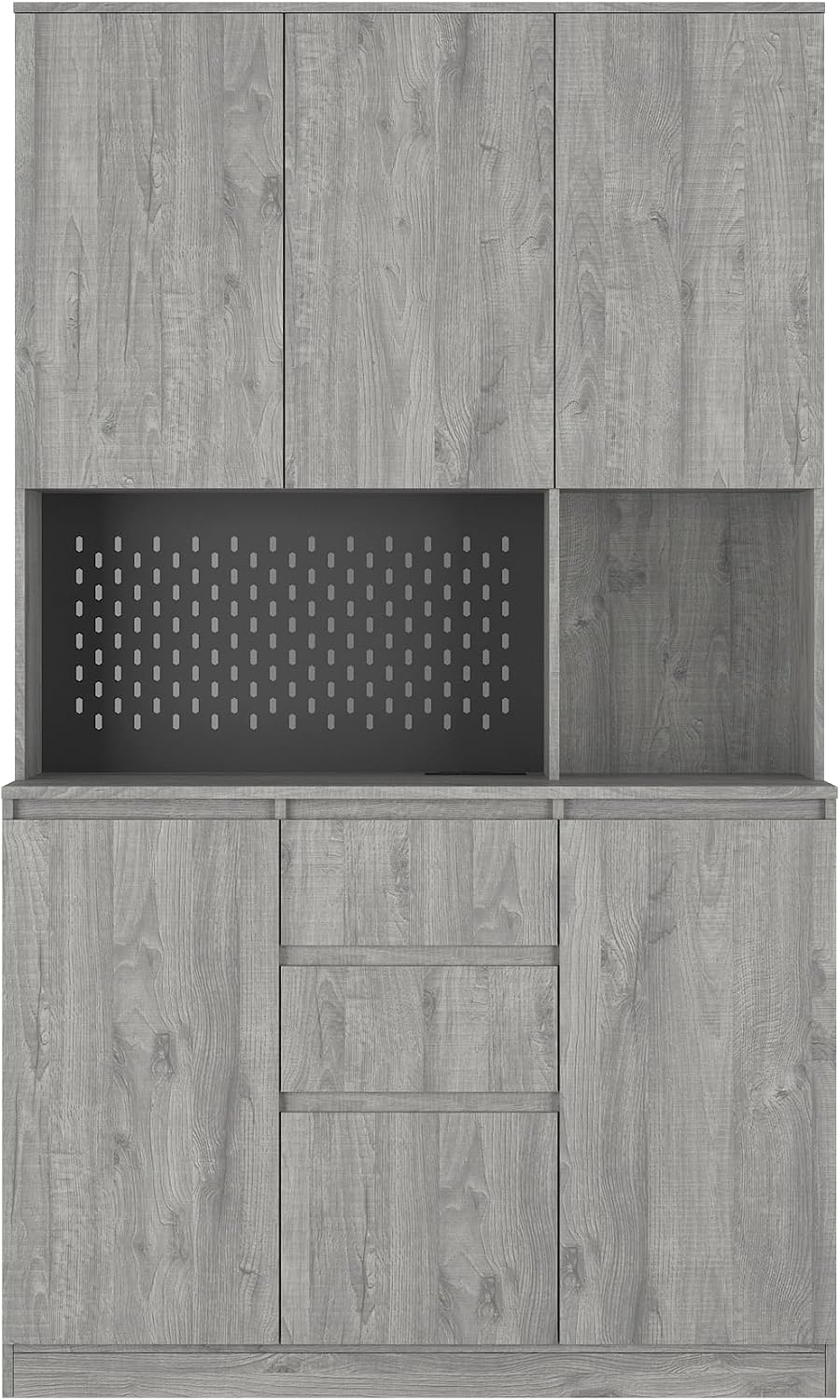 Kitchen Pantry Cabinet with Charging Station,Buffet Cupboards Sideboard with Drawer,with LED Lights,Modern Pantry Cabinet with Microwave Stand for Kitchen,Dinning Room,Living Room,15.74 * 43.66 * 74